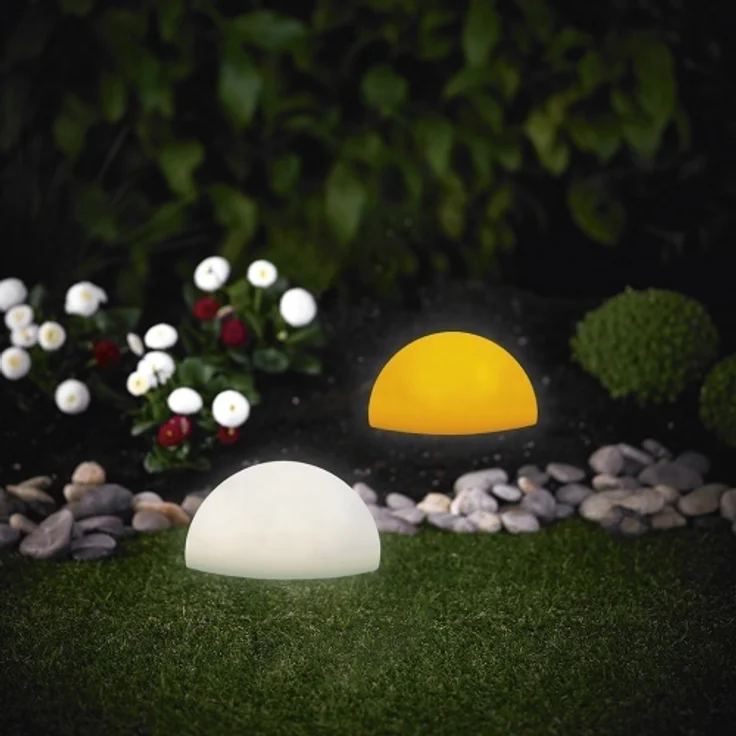 MeLiTec 2er Set Solar Gartenleuchten LK18 Halbkugel Ø 20, bernstein/ weiß – Bild 1