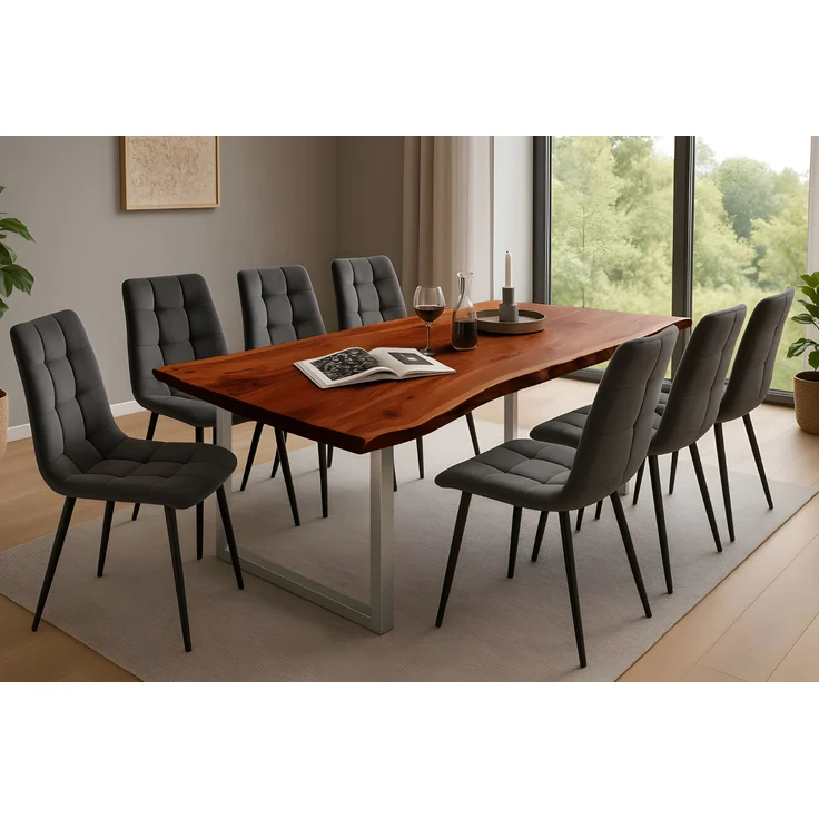 Esstisch Baumkante massiv Akazie nussbaum 280 x 100 silber QUINN 80663861 – Bild 3