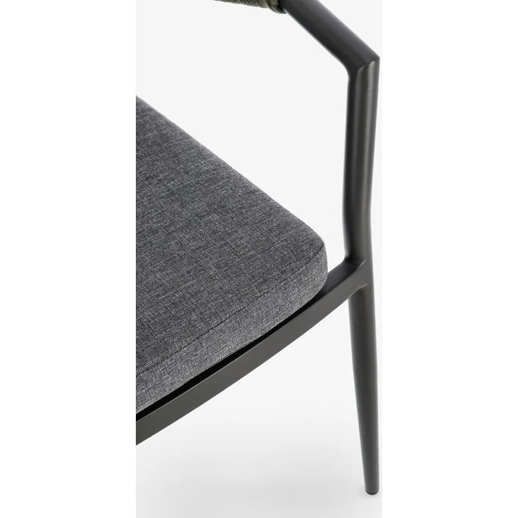 Gartenstuhl Millor aus Aluminium, modern skandinavisch, grün anthrazit, stapelbar, inkl. Kissen – Bild 7