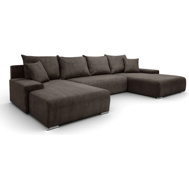 Kaiser Möbel Ecksofa Livorno U, Komfort-Couch mit Schlaffunktion und Stauraum, Stoff Poso