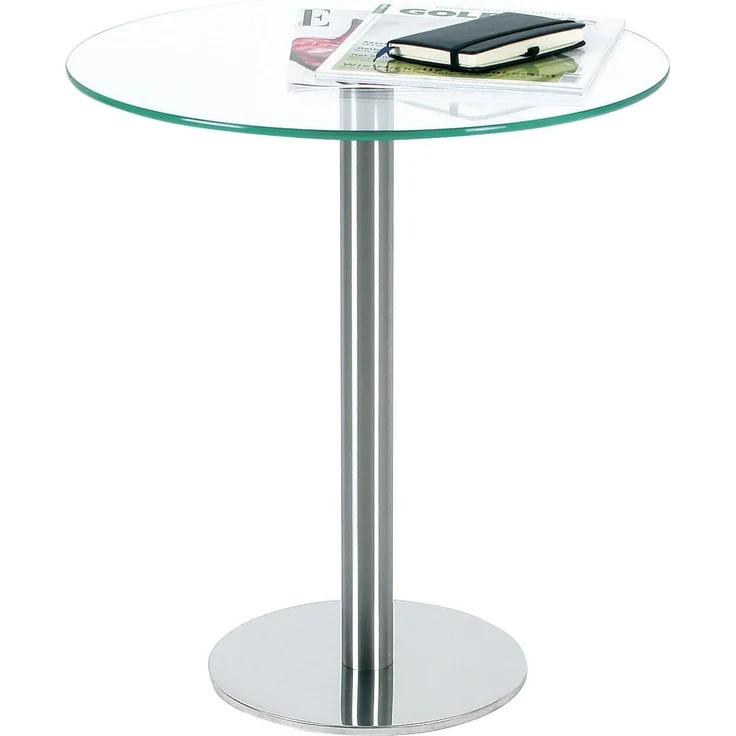 Ebinger Couch- und Beistelltisch in Edelstahl Ø 495 mm Klarer ESG-Sicherheitsglasplatte Tischhöhe 550 mm P734. 35. 0