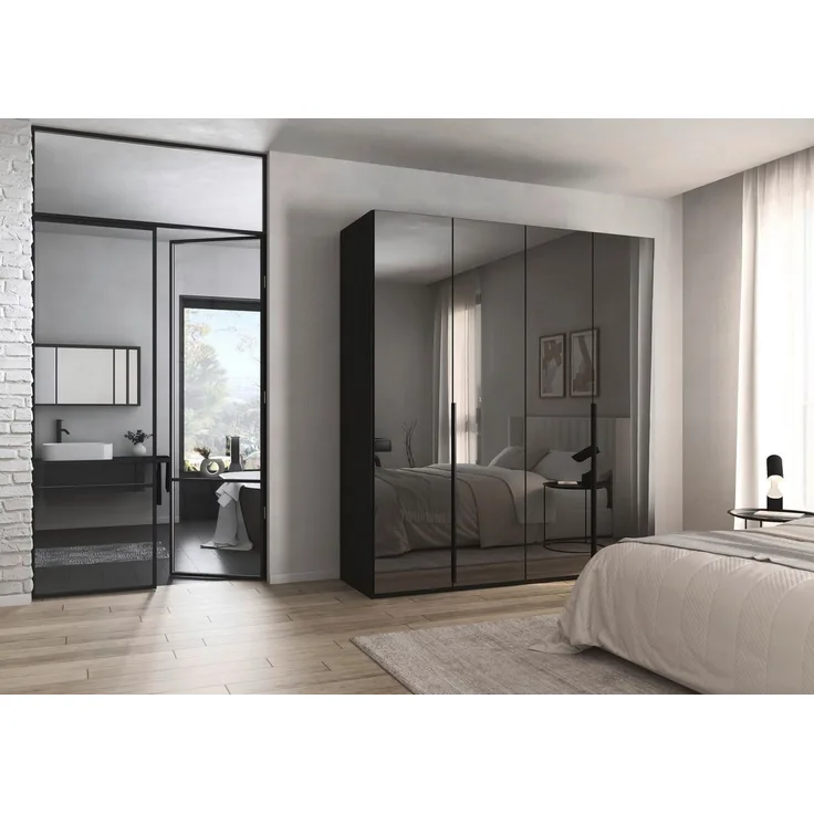 rauch Drehtürenschrank Kleiderschrank Schrank Garderobe Wäscheschrank BESTSELLER MONTCLAR (3 Ausstattungen BASIC/CLASSIC/PREMIUM (SOFT-CLOSE), Breiten 201-400 cm) Front in Glas/Hochglanz/Dekor/Grauspiegel in 5 Breiten MADE IN GERMANY