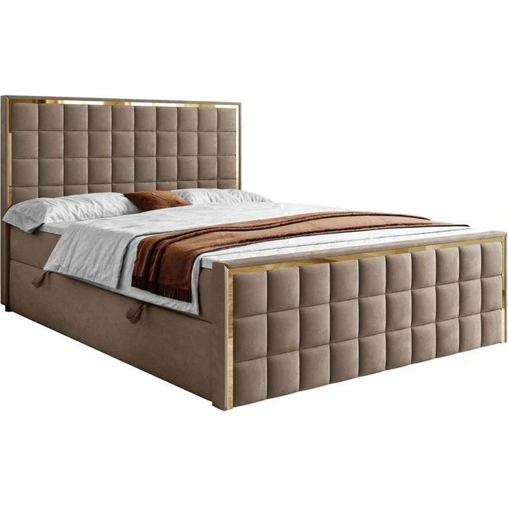 Lookway Boxspringbett ISADORA II GOLD mit zwei Bettkästen für Bettwäsche (Boxspringbett mit Topper), Breite: 140/160/180x200 – Bild 3