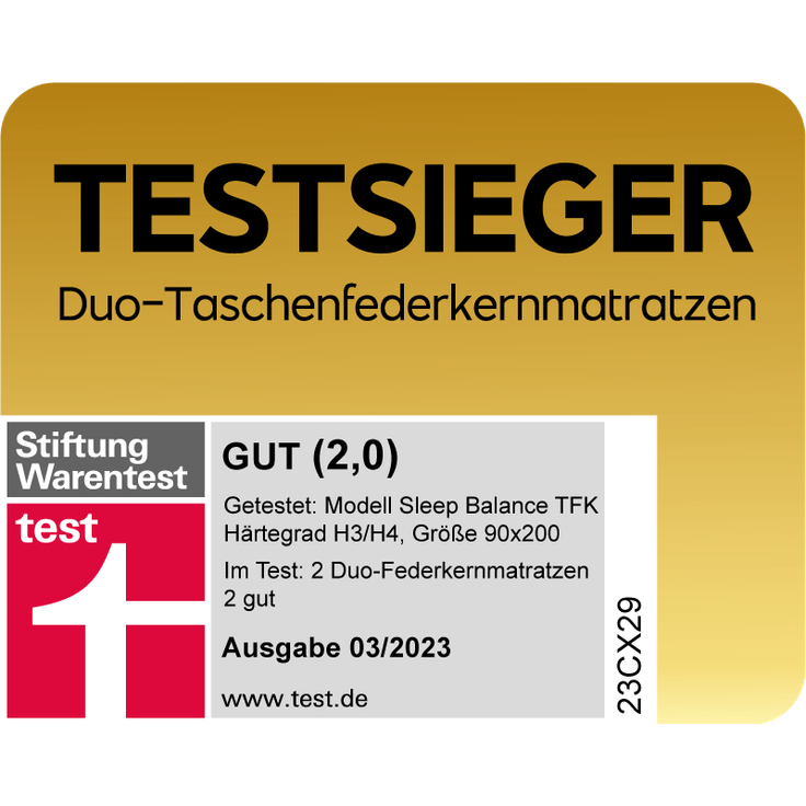 Sleep Balance TFK Testsieger Boxspringmatratze 90x190 cm H3 / H4 – Bild 9