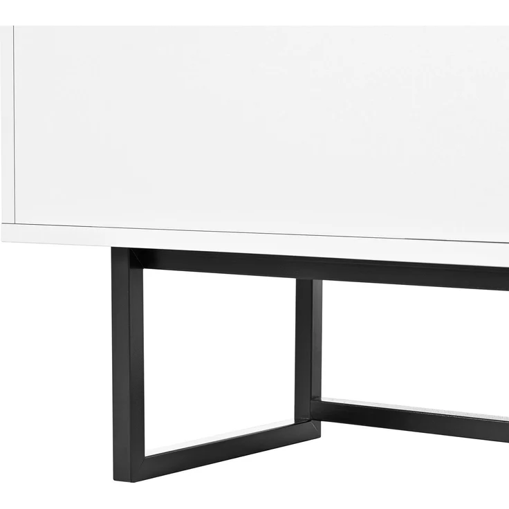 DESVIAE Sideboard mit LED-Beleuchtung und 3 Schubladen 160x78x36 cm MDF Spanplatte Weiß – Bild 9