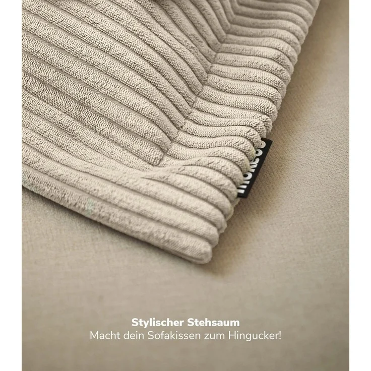 mokebo Sofakissen Das Wölkchen, (aus Cordstoff), auch als Dekokissen, Zierkissen oder Flatterkissen in Beige – Bild 3