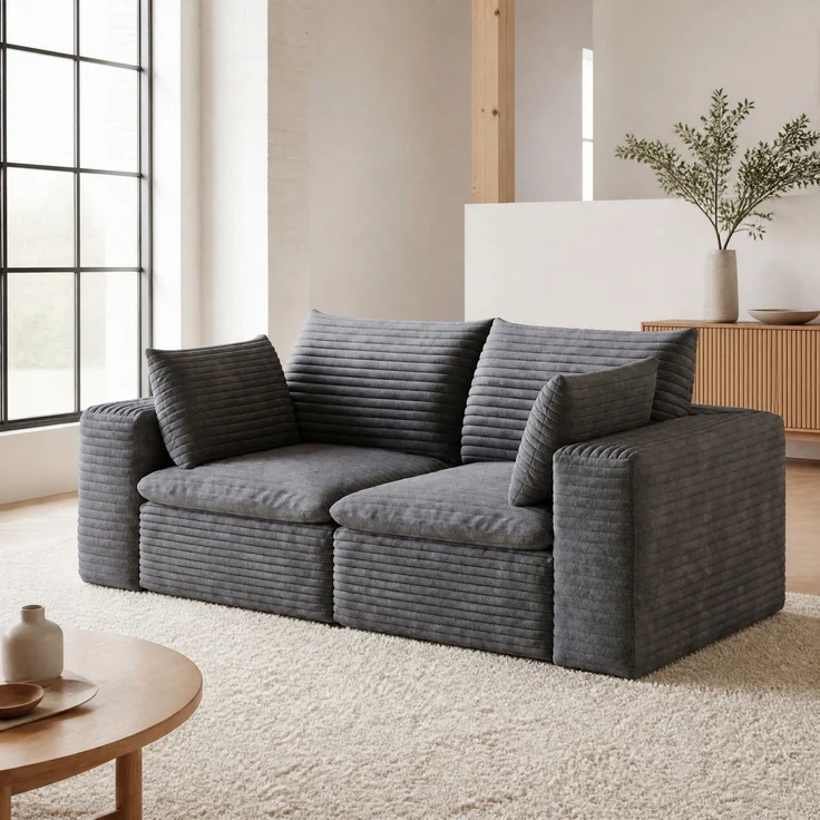 DESVIAE Sofa modular 180x60x90 cm aus Stoff in Dunkelgrau mit Schaumstofffüllung – Bild 2