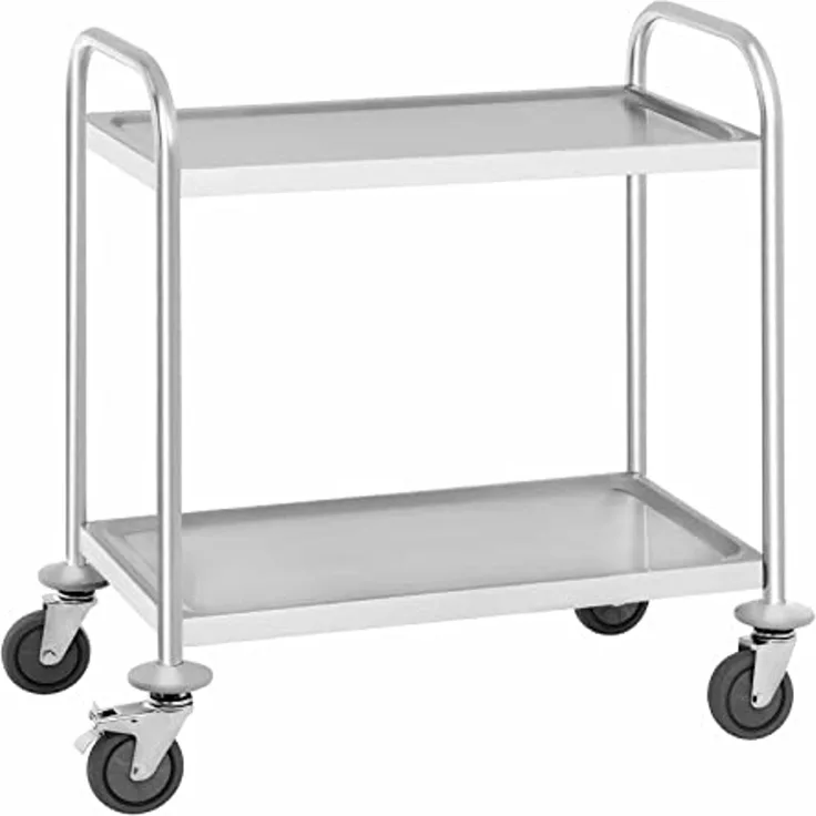 Royal Catering Servierwagen 2 Borde Küchenwagen Transportwagen 150 kg Teewagen Abräumwagen Neu
