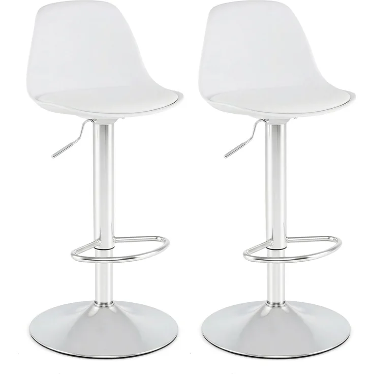 2er Set Barhocker 360 °Drehbarer Barstuhl Höhenverstellbarer Tresenhocker Küchenhocker Weiß SH748