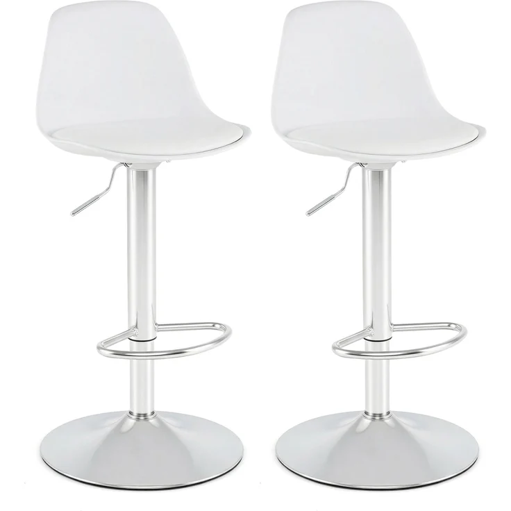 2er Set Barhocker 360 °Drehbarer Barstuhl Höhenverstellbarer Tresenhocker Küchenhocker Weiß SH748 – Bild 1