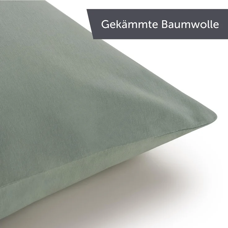 Blumtal Jersey Kissenbezug 40x70 im 2er Set - Oeko-TEX zertifizierte Kopfkissenbezüge 40x70 aus 100% Baumwolle - weiche Kissenhülle für Kissen 40x70 cm mit Reißverschluss - Hellgrün – Bild 7