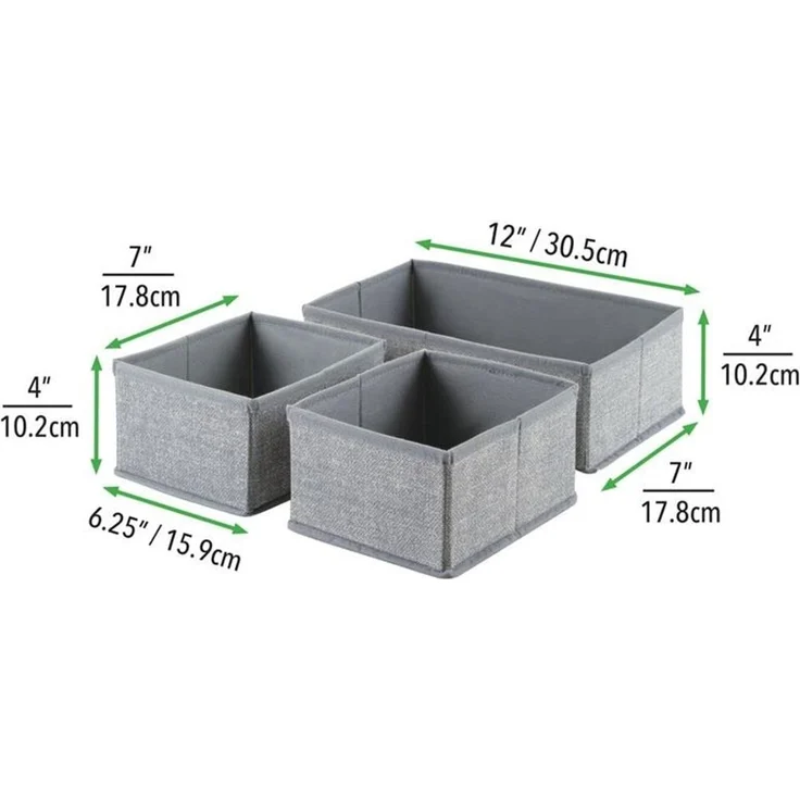 Aufbewahrungsbox Stoffkisten Organizer mDesign 6er Set 2 Größen grau – Bild 5