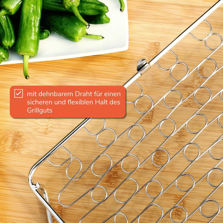bremermann Grillkorb dehnbar // Edelstahl // 42 x 23,5 cm // für ganzen Fisch, Fleisch, Gemüse – Bild 3