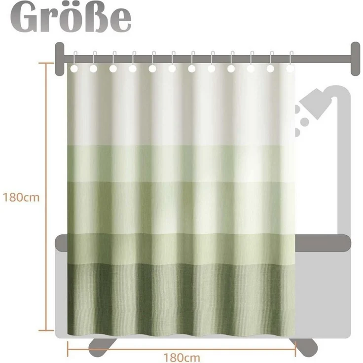 Agger Duschvorhang 180x180 cm Badewanne Waschbar Textil Shower Curtains – Bild 2