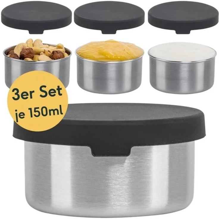SILBERTHAL Dipschale Mini Dose aus Edelstahl 3er Set, Edelstahl, (3-tlg) – Bild 4