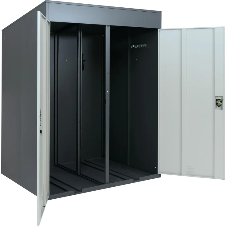 2er-Fahrradgarage HWC-H66b, Fahrradbox Fahrradunterstand abschließbar Metall 213x158x125cm ~ anthrazit/hellgrau – Bild 9