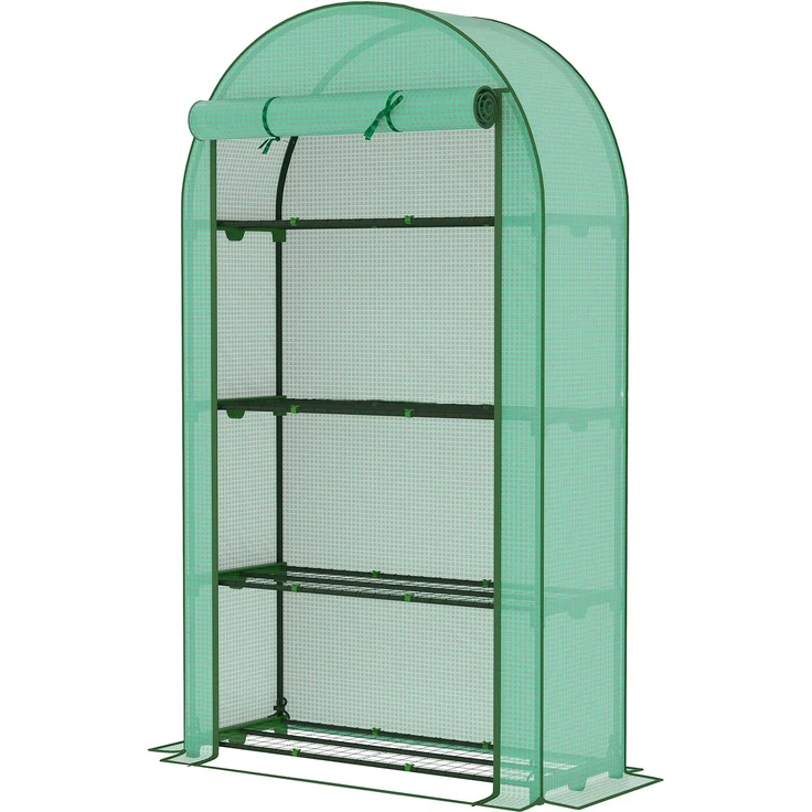 Wohnora-Gartengewächshaus/Balkongewächshaus mit 4 Regalböden, PE-Abdeckung für Gemüse und Pflanzen, 105 x 45 x 160 cm, grün,H 1600cm x T 1080cm x B 450cm – Bild 3