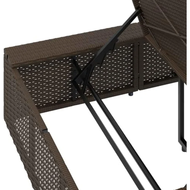 vidaXL Sonnenliege mit schwebender Auflage, Braun, Poly Rattan, verstellbare Rückenlehne, dick gepolsterte Kissen – Bild 5