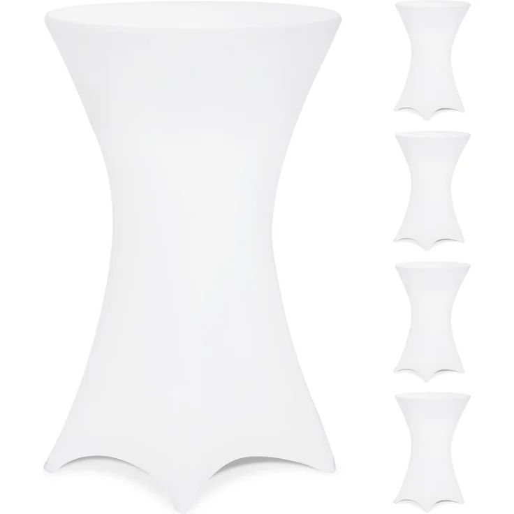 DETEX® Stehtischhusse 5er Set Weiß 60-65cm Verstärkter Fußbereich 30°C Waschbar Stehtisch Hussen Stretch Tisch Überzug – Bild 8