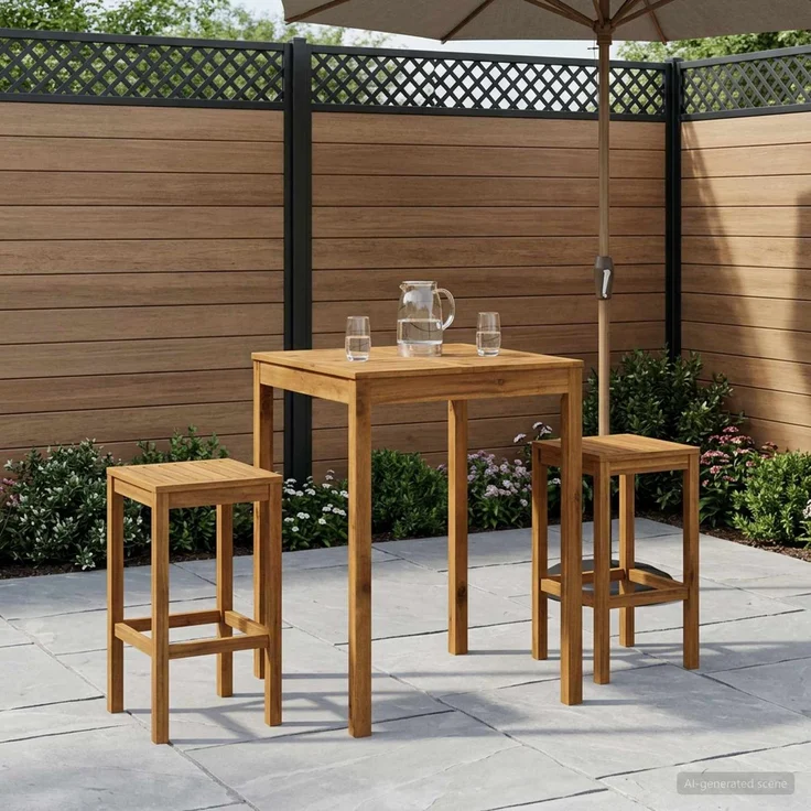 vidaXL Gartenbar-Tisch LAREN Natur 80 x 80,5 x 105 cm 901257 – Bild 1
