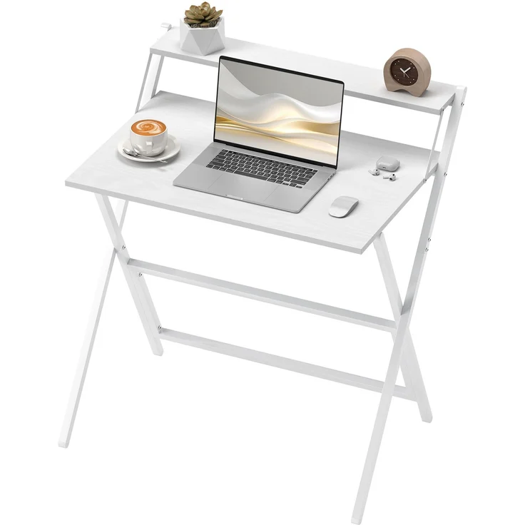 Klappschreibtisch 75,5 x 50 cm mit Ablagefach für Schlafzimmer, kleine Räume, weiß – Bild 2