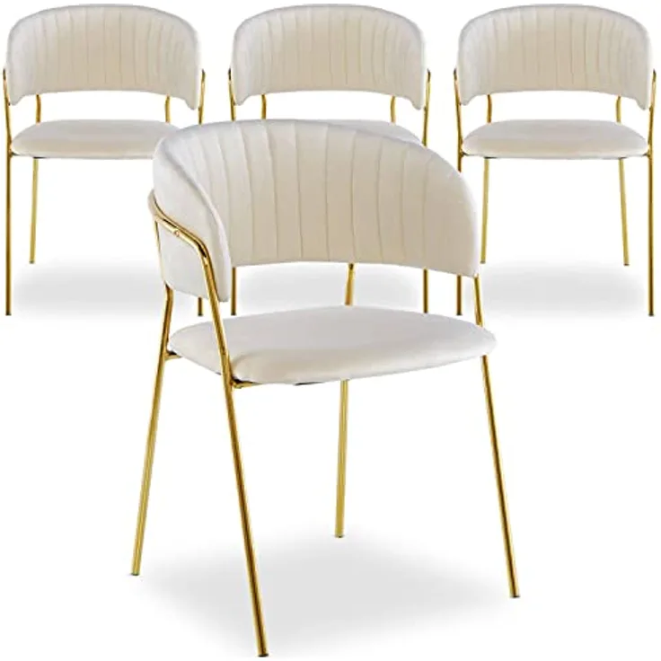 Menzzo Tabata Stuhl, Velours, Beige, L53,5 x T52,2 x H79 cm