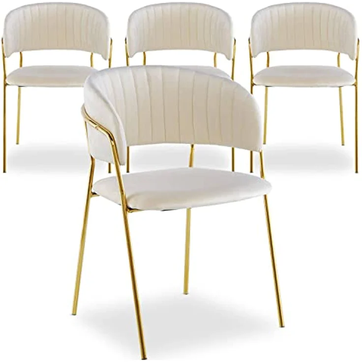 Menzzo Tabata Stuhl, Velours, Beige, L53,5 x T52,2 x H79 cm – Bild 1