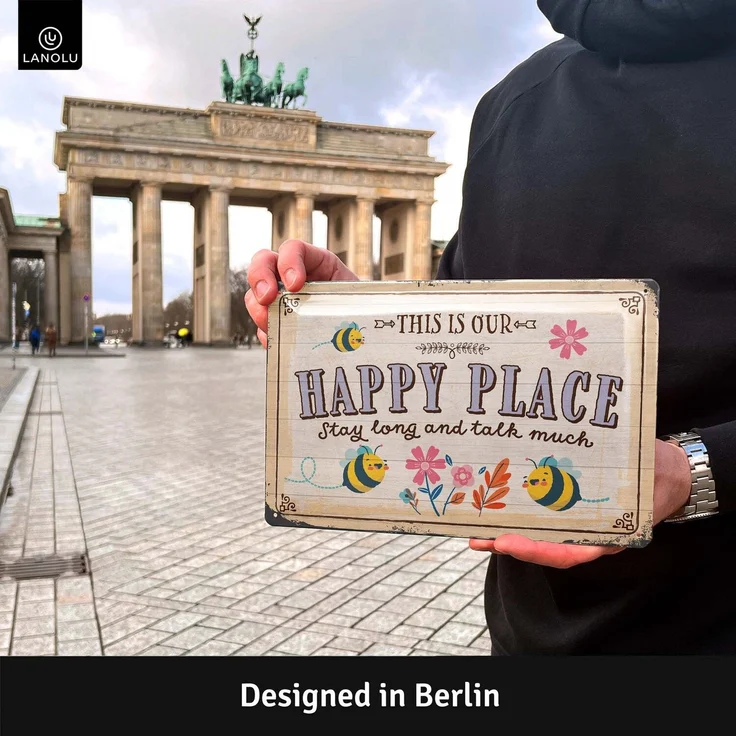 LANOLU Blechschild Happy Place - 20x30cm – Metall – Mehrfarbig – 20307 – Bild 2