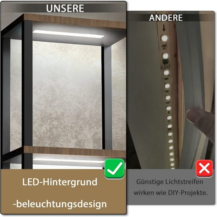 XERSEK Eckregal LED Standregal Bücherregal Vitrine Dimmbar mit Fernbedienung Smart, Metallrahmen Regal 4-6 Ablagen, Für Wohnzimmer / Schlafzimmer / Flur / Büro – Bild 3