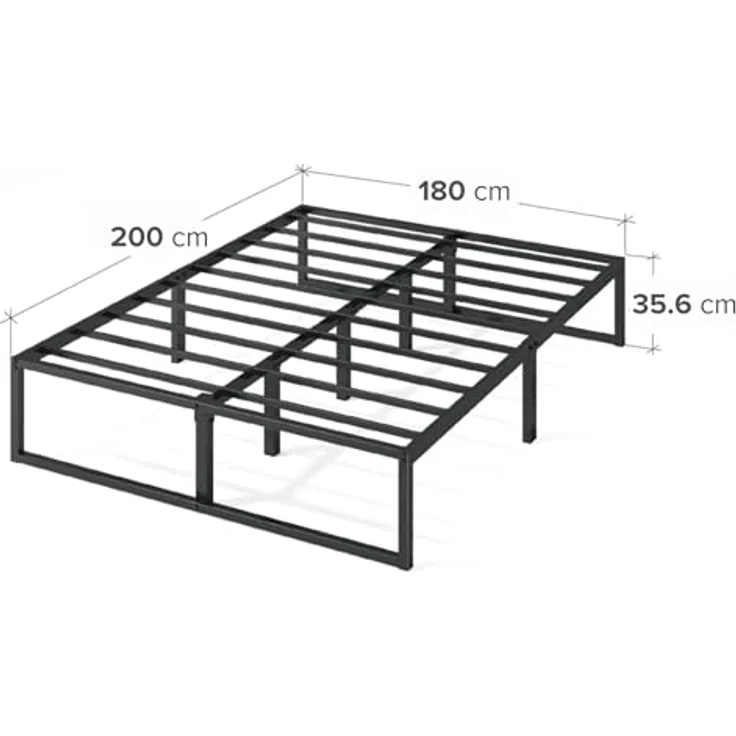 Zinus Lorelai Bett 180x200 cm – Bettrahmen Höhe 36 cm mit Stauraum unter dem Bett – Plattbettrahmen aus Metall – Schwarz – Bild 3