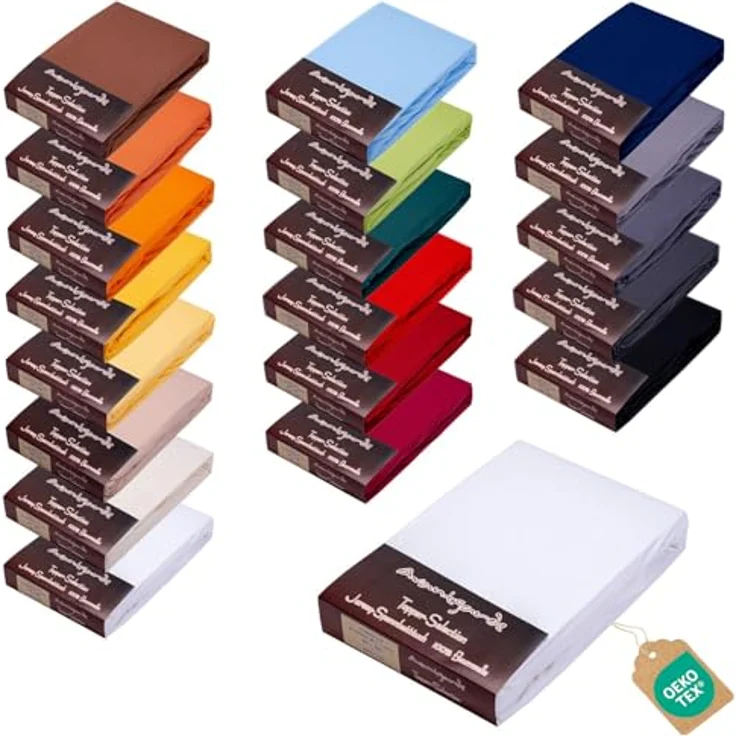 AVANTGARDE Premium Topper - Spannbettlaken - 180x200-200x220 cm - extra niedriger Steg - für Boxspringbett - Topperauflage - Spannbetttuch Jersey Baumwolle, Oeko-TEX (01 Weiss) – Bild 2