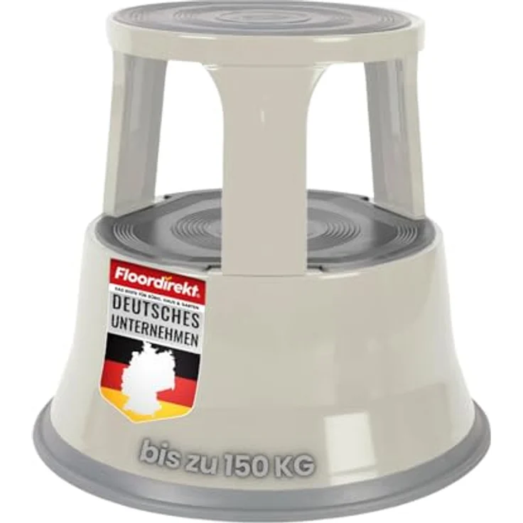 Floordirekt Rollhocker, Tritthocker, Elefantenfuß - Hocker aus Stahl bis 150kg Tragkraft für Büro oder Gewerbe (Lichtgrau, Metall) – Bild 2