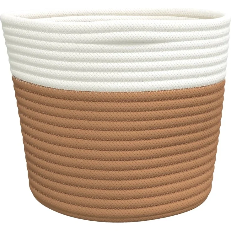 vidaXL Aufbewahrungskörbe 2 Stk. Braun und Weiß Ø24x18 cm Baumwolle 358454 – Bild 5