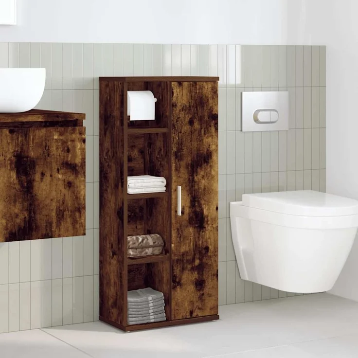 vidaXL Badezimmerschrank mit Rollenhalter Räuchereiche 39x22x90 cm 858528 – Bild 11