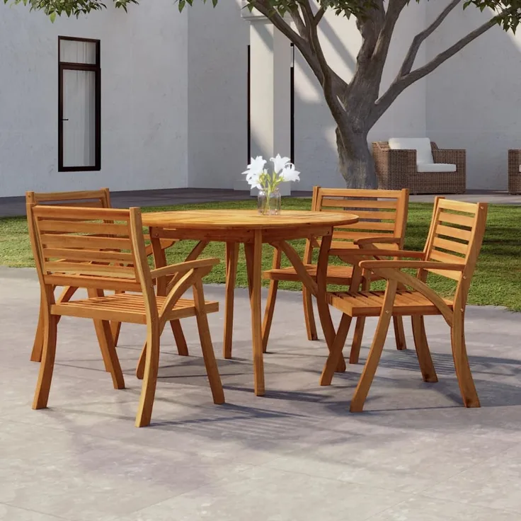 vidaXL Gartentisch Ø 110x75 cm Massivholz Akazie