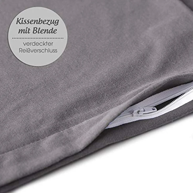 aqua-textil Classic Line Baumwoll Kissenbezug 2er-Set 50x80 dunkelgrau Kissen Bezug Reißverschluss Jersey Kissenhülle – Bild 5
