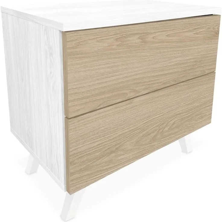 Homey Nachttisch im nordischen Stil, Modell Nora, mit 2 Schubladen und Beinen, praktisches und Elegantes Design, Holz, 52 cm (Breite) x 50 cm (Höhe) x 34,8 cm (Tiefe) – Bild 4