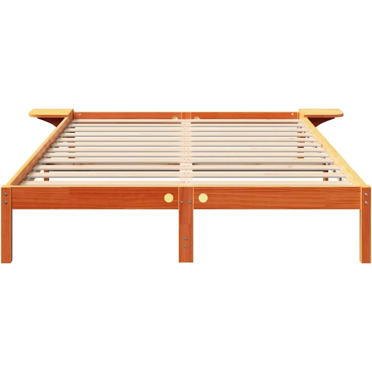 vidaXL Bettrahmen Wachsbraun 140 x 200 cm Massives Kiefernholz 873189 – Bild 5