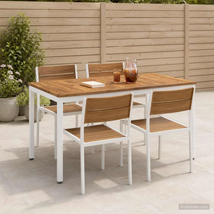 vidaXL Gartentisch NAARDEN Natur und Weiß 108,5 x 55 x 75 cm 901314 – Bild 1