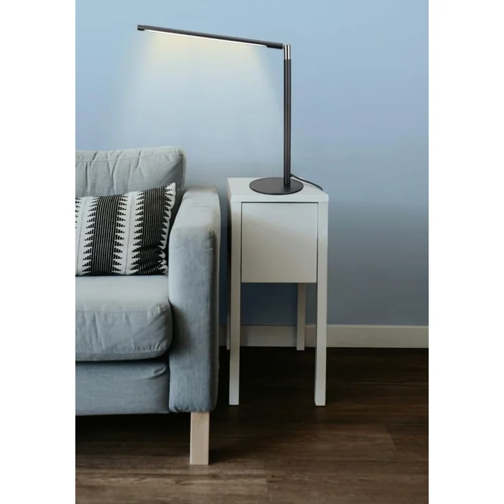 MeLiTec LED Schreibtischlampe LED-Schreibtischleuchte T186-2 schwarz mit Chrom-Applikationen, LED fest integriert, Einstellbar in 3 Stufen, 50.000 Schaltzyklen möglich, schwenkbar, dimmbar – Bild 2