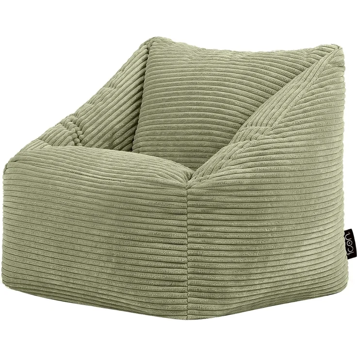 Icon Natalia Sitzsack Kinder, Salbeigrün, Flauschiger Cord Stoff, Sitzsack Cord mit Füllung, Bequemer Kinder Sessel, Kuschelsessel, Lese Sessel, Schlafzimmer, Kinderzimmer, Spielzimmer