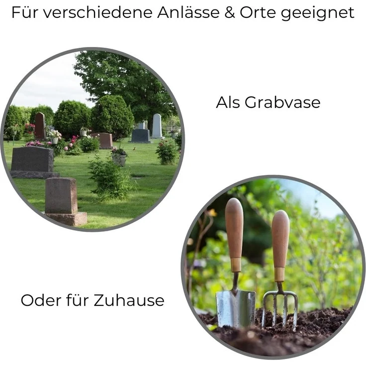 GarPet Blumentopf Grabvase Roseta mit Erdspieß Friedhof Vase Grabschmuck Kunststoff – Bild 7