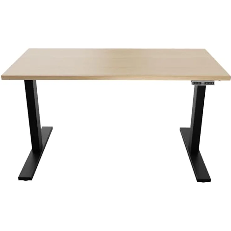 BISLEY Höhenverstellbarer Schreibtisch E-WonderTech, EWT1808018, Platte 018 Kendal Eiche, Gestell 333 schwarz, H 630-1280 x B 1800 x T 800 – Bild 1