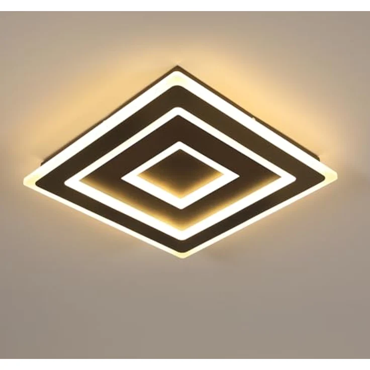 Comely LED Deckenleuchte Schwarz Quadrat für Wohnzimmer, 52W 5850LM 40cm Moderne Deckenlampe Quadratisch Deckenbeleuchtung Lampen für Schlafzimmer, Wohnzimmer, Warmes Licht 3000K – Bild 2