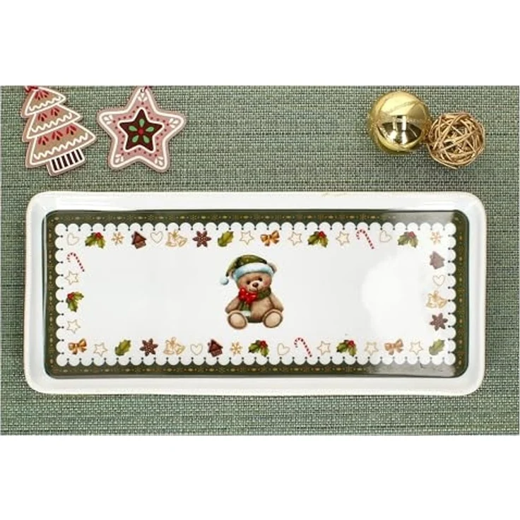 MamboCat Servierplatte Friend Weihnachts-Kuchenplatte rechteckig Porzellan 35x15,5 cm, Porzellan – Bild 3
