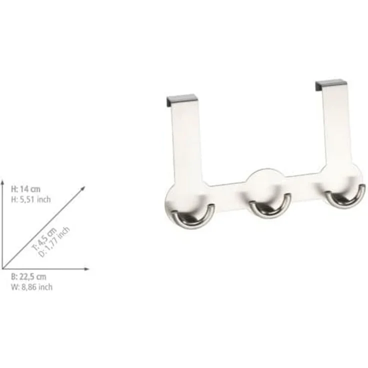 WENKO Türhaken Modell Rondo, Türen, Türgarderobe, Hakenleiste mit 3 Haken, für einen Türfalz von 2 cm – Bild 9