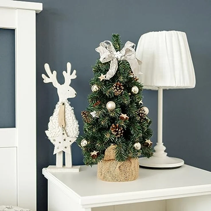 Creative Home Künstlicher Weihnachtsbaum Weihnachtsbaum Geschmückt Höhe 40 cm, Künstlicher Tannenbaum Mini, für Tisch Schreibtisch Büro – Bild 4