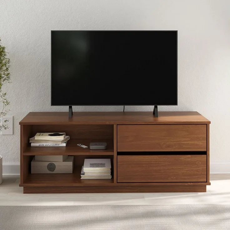 IDIMEX Lowboard MAITE, TV Lowboard in Kastanie farben aus Massivholz 110cm 2 Schubladen und A