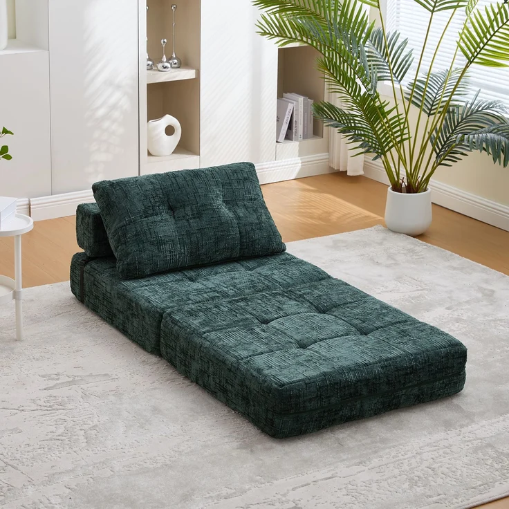 Abrihome Klappbares Schlafsofa mit Rückenlehne, Grün, 79x79x57 cm – Bild 3