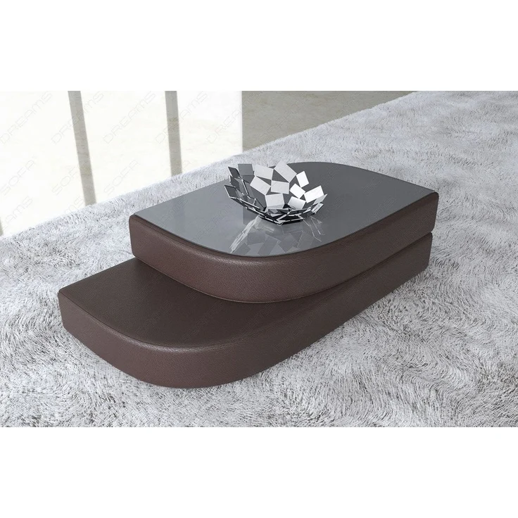 Sofa Dreams - Couchtisch Bari aus Leder – Eleganz & Stil - Kunstleder - Dunkelbraun – Bild 3